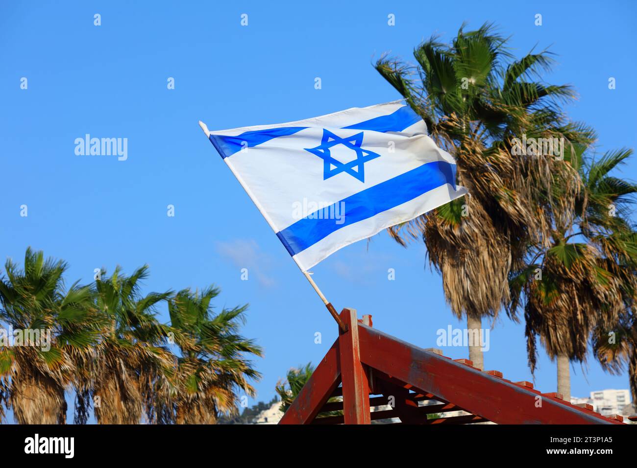 Flag of Israel in the wind. Israeli national colors Stock Photo - Alamy