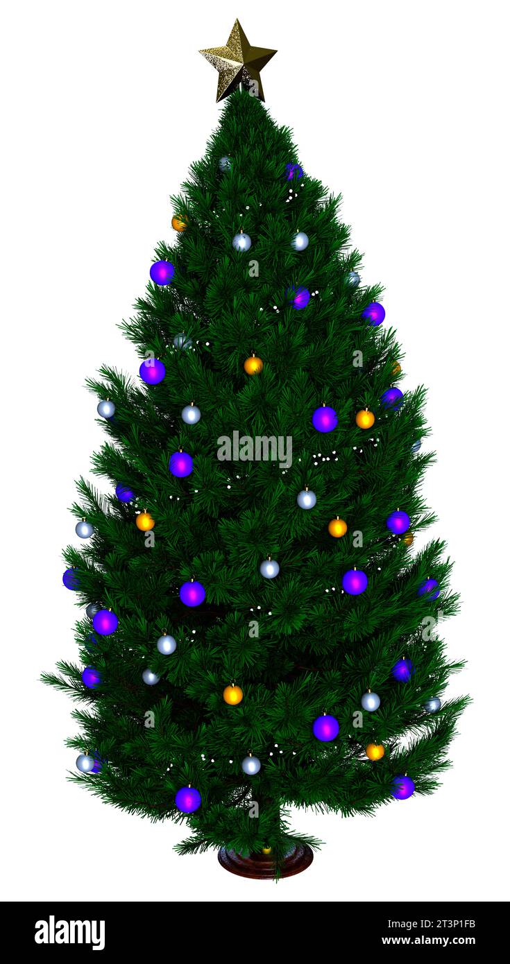 3D rendering of a Christmas tree isolated on white background Stock ...