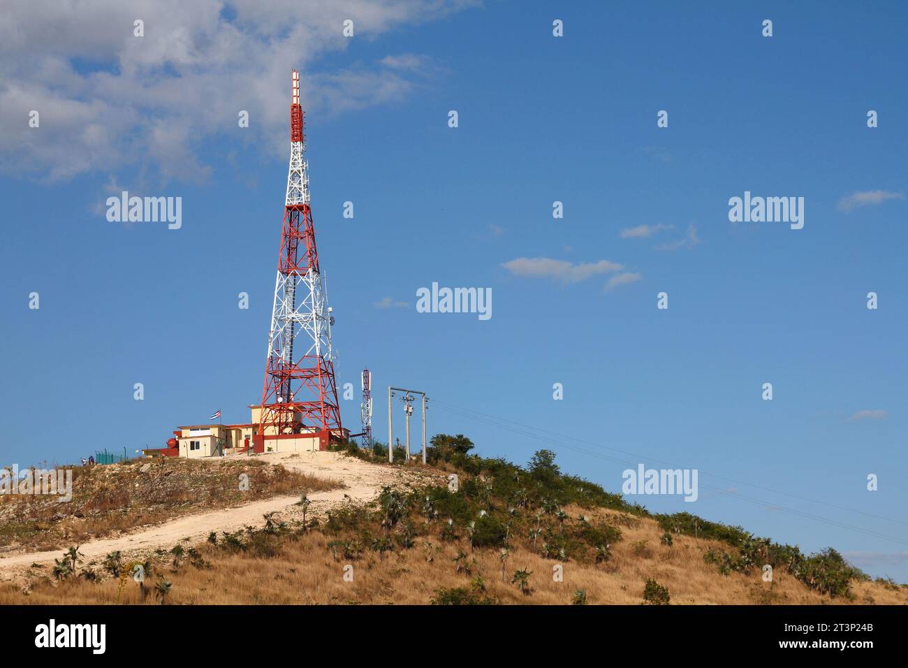 Radio broadcast tower and mobile network base station in Trinidad, Cuba