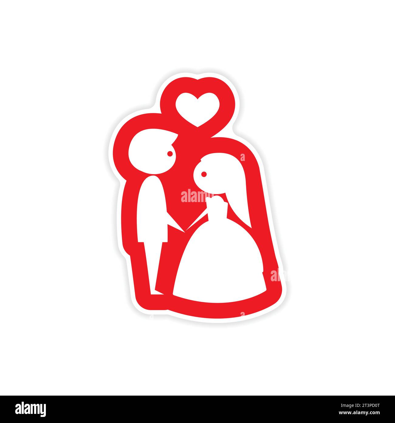 Paper sticker on white background bride groom Vector Image Stock Vector ...