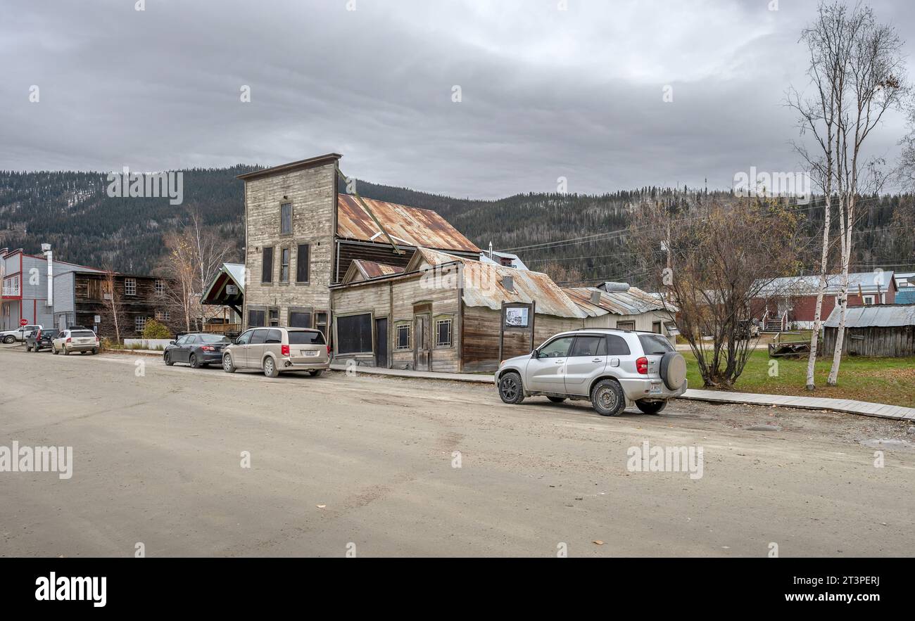 Dawson City, Yukon, Canada – October 05, 2023:  Street view of historic ruins Stock Photo
