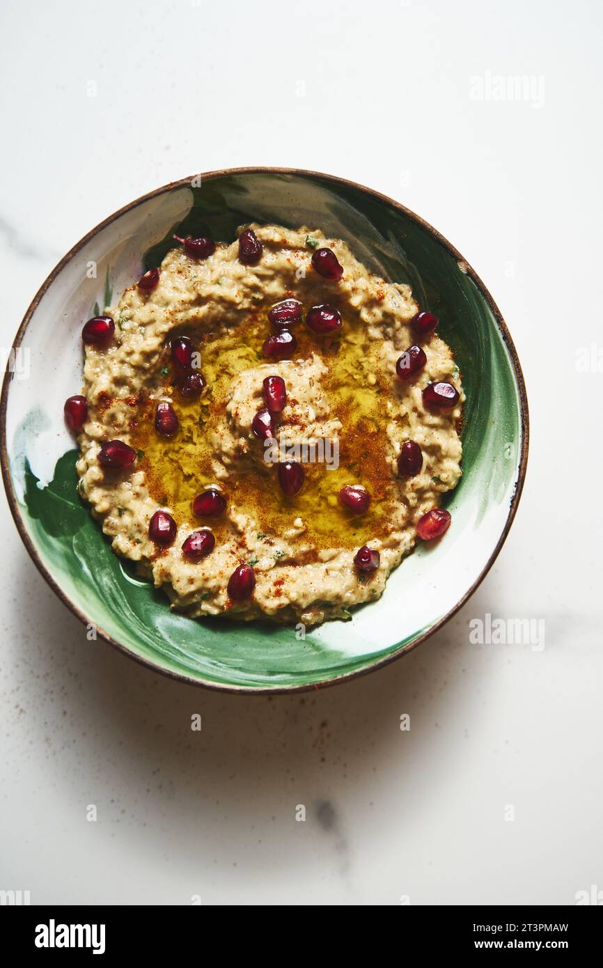 Baba ganoush. A smoky Middle Eastern dip made from roasted eggplants