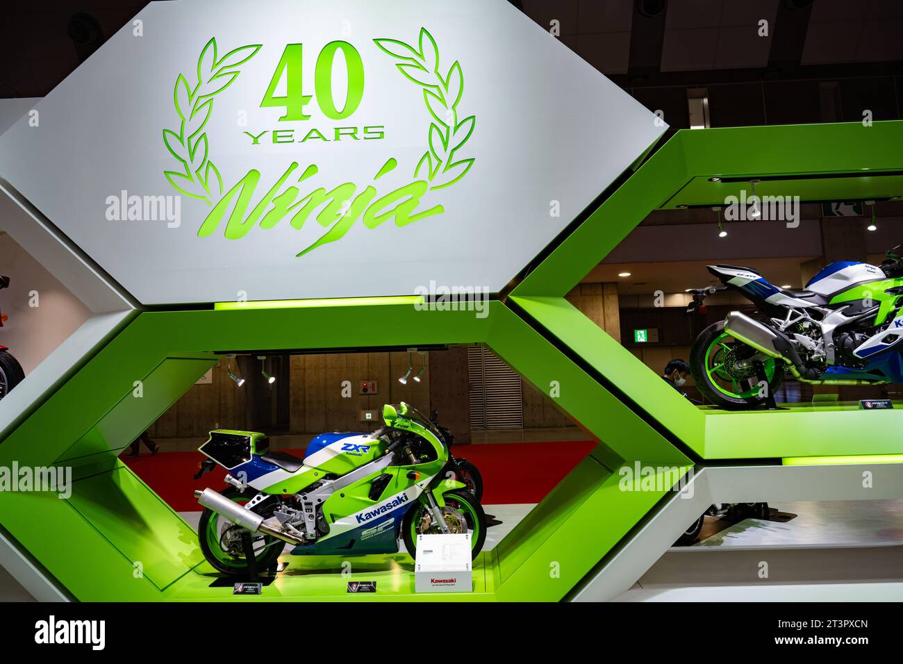 Tokyo, Japan. 26th Oct, 2023. The Kawasaki Motors exhibit showcasing