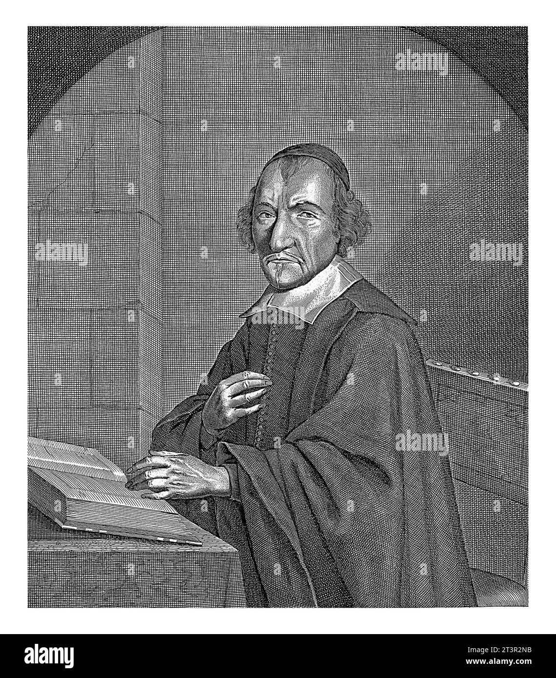 Portrait of the Amsterdam preacher Hermanus Langelius, Pieter Sane (attributed to), after J. de Jonghe, 1655 - 1673 Stock Photo