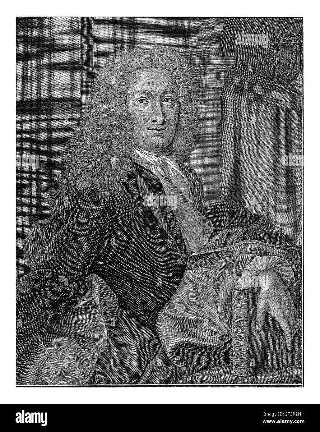 Portrait of Jan Hartmann Degner, Johannes Karnlein, after Theodorus Caenen, 1741 Half-length portrait to the right of Jan Hartmann Degner, physician a Stock Photo