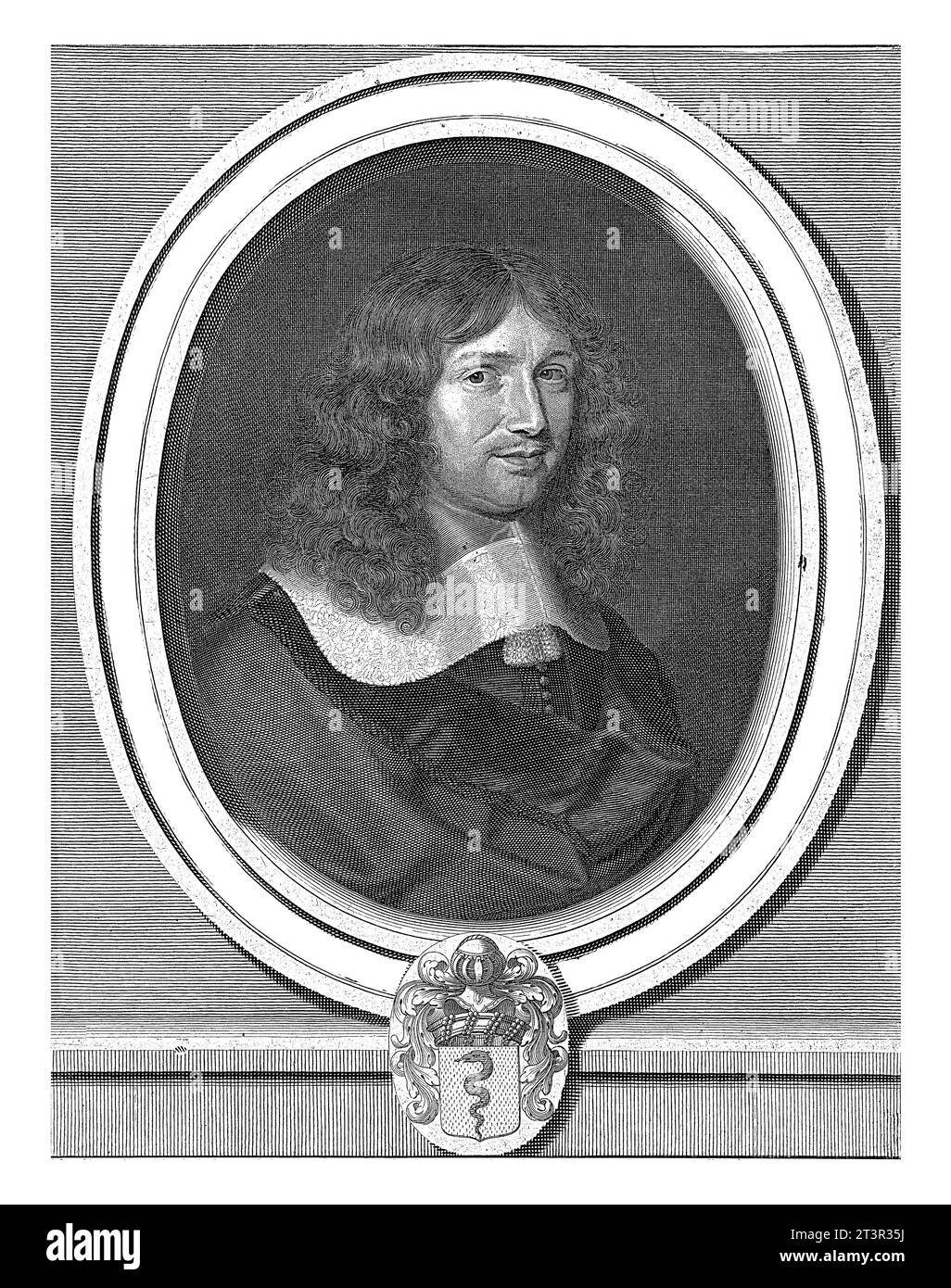 Portrait of Jean-Baptiste Colbert, Robert Nanteuil, after Philippe de Champaigne, 1660 Portrait of Jean-Baptiste Colbert, Marquis of Seignelay, three- Stock Photo