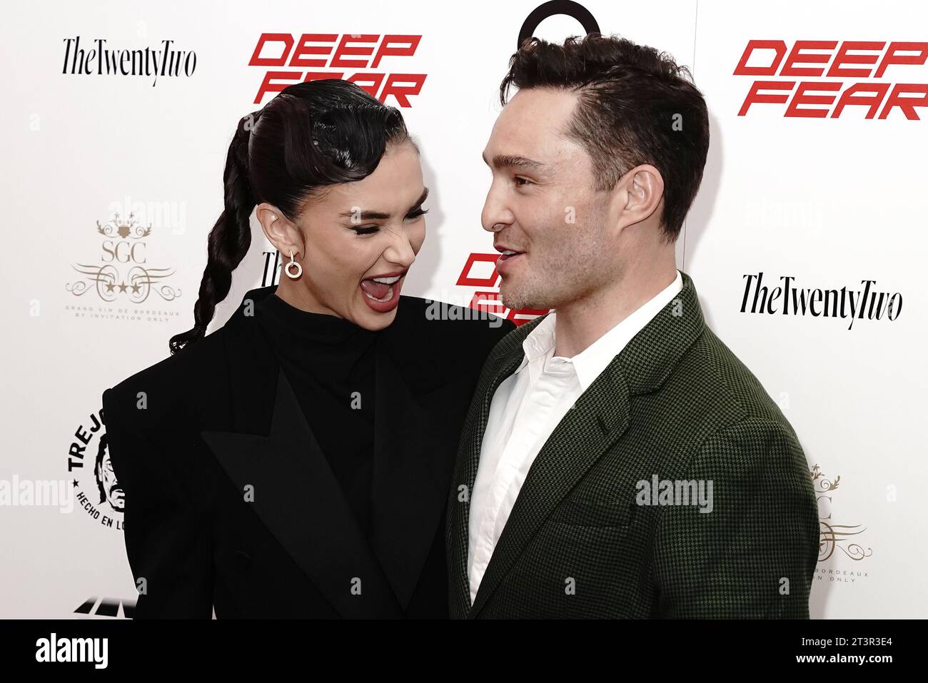 Ed Westwick and Amy Jackson attend the UK premiere of Deep Fear at the
