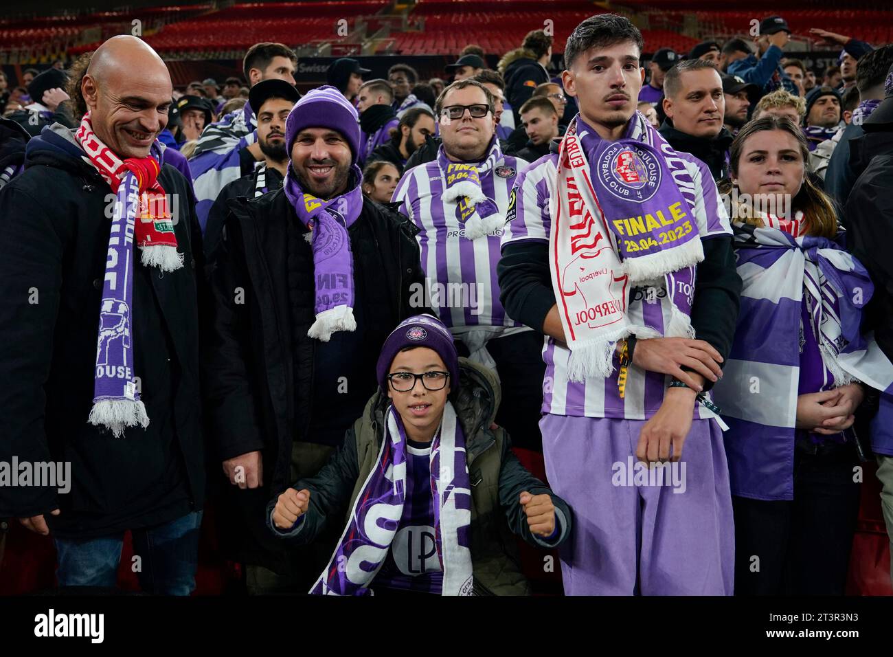 Toulouse fans before the UEFA Europa League match Liverpool vs Toulouse at Anfield, Liverpool, United Kingdom, 26th October 2023  (Photo by Steve Flynn/News Images) Stock Photo