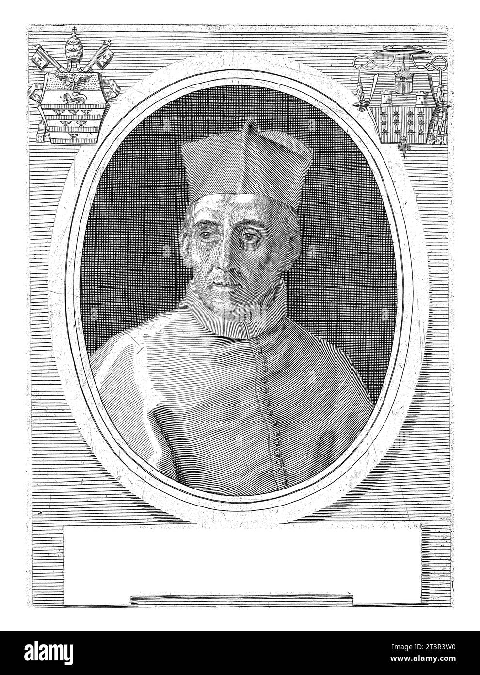 Portrait of Cardinal Pedro de Salazar Gutierrez de Toledo, Jacques Blondeau, after Carlo Maratti, 1686 - 1698 Stock Photo