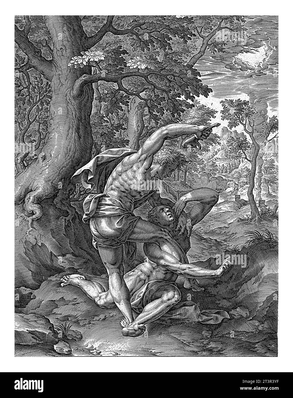 Cain kills Abel, Antonie Wierix (II), 1579 1604 Cain is about to kill