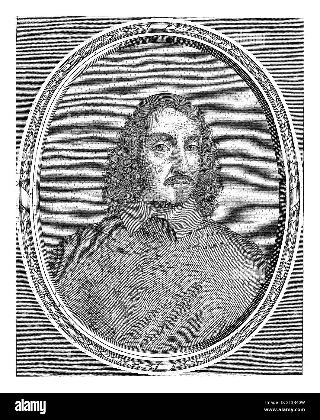 Portrait of Rinaldo d'Este, Cornelis Meyssens, 1670 Portrait of Cardinal Rinaldo d'Este, vintage engraved. Stock Photo