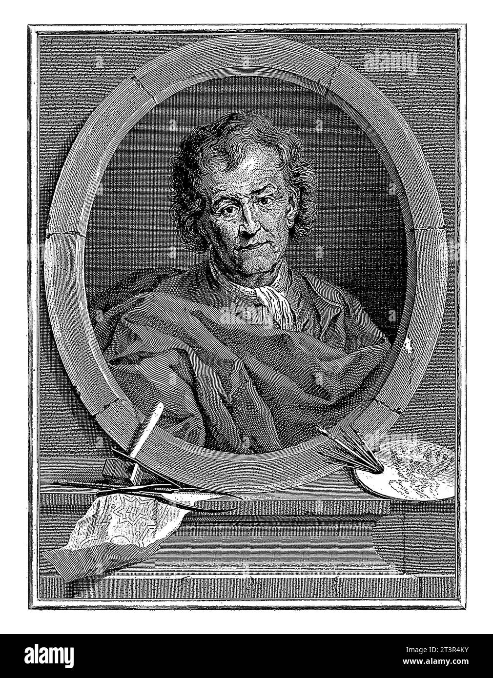 Portrait of Pierre Paul Puget, Edme Jeaurat, after Francois Puget, 1732 Stock Photo