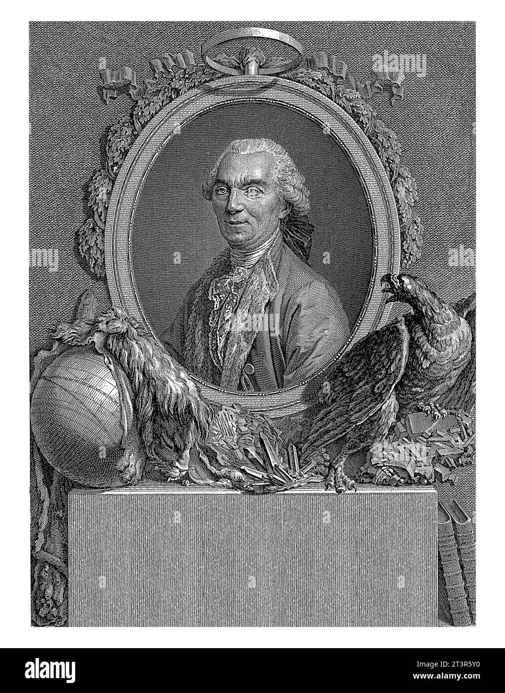 Portrait of Georges-Louis Leclerc, Count of Buffon, Vincenzo Vangelisti, after Andre Pujos, 1777, vintage engraved. Stock Photo
