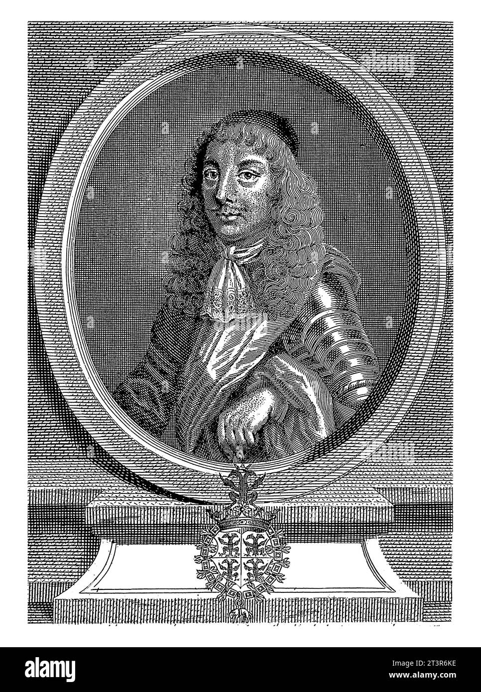 Portret van Raimondo Montecuccoli, Michel Aubert, after unknown, 1755, vintage engraved. Stock Photo