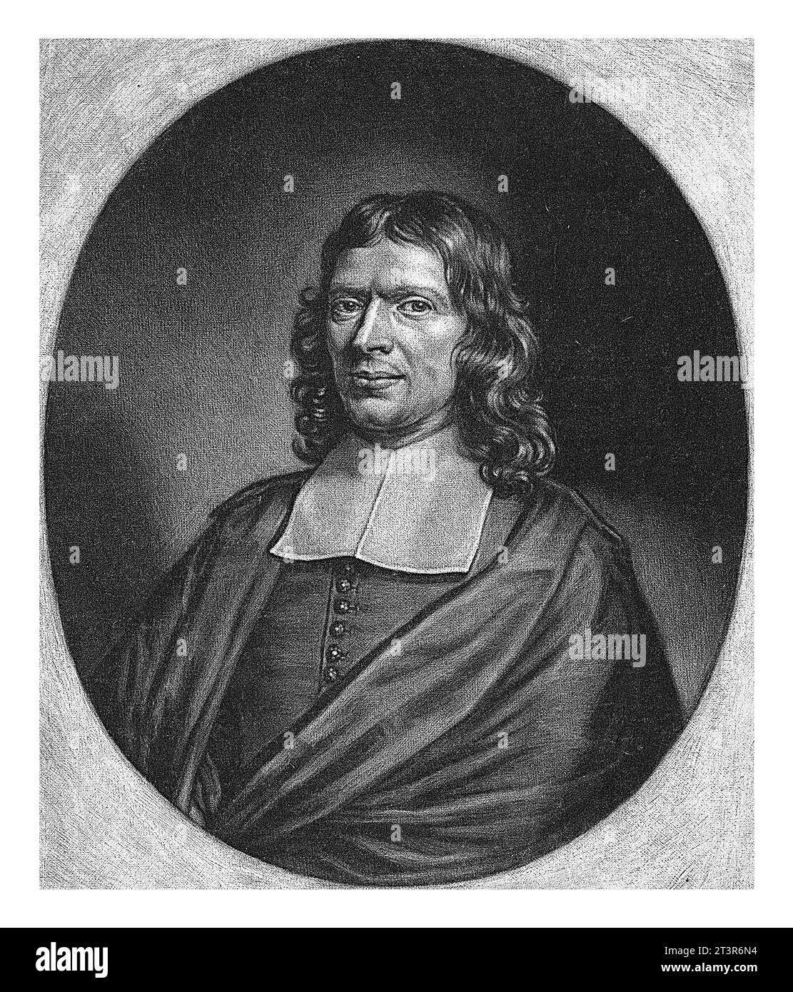 Portrait of the preacher Johannes Smit, Jacob Gole, 1670 - 1724, vintage engraved. Stock Photo