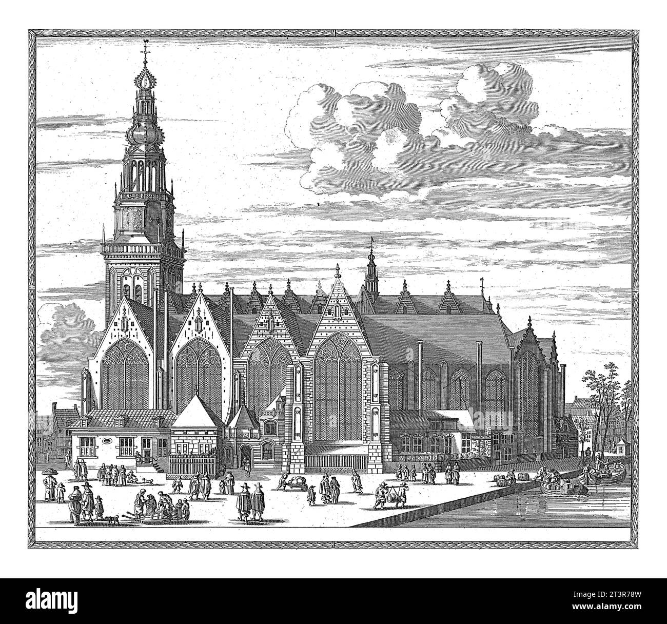 View of the Old Church in Amsterdam, Pieter Hendricksz. Schut, 1662 - 1720 View of the Oude Kerk on the Oudezijds Voorburgwal in Amsterdam. Different Stock Photo