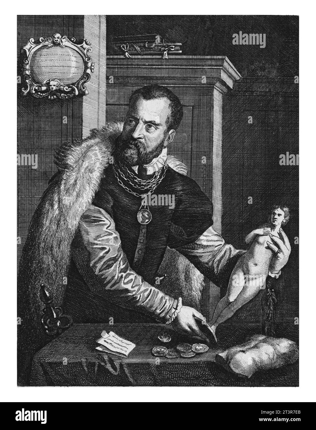 Portrait of Jacopo Strada, Lucas Vorsterman (II), after Titian, 1651