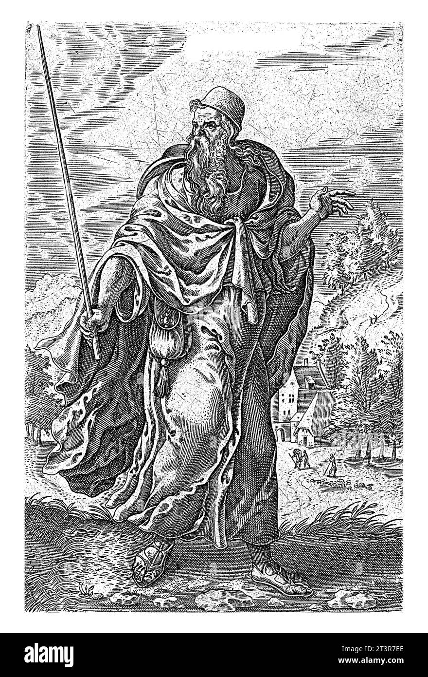 Prophet Samuel, Abraham de Bruyn, after Pieter van der Borcht (I), 1550 - 1587 The Prophet Samuel. In his left hand he holds the right staff. In the b Stock Photo