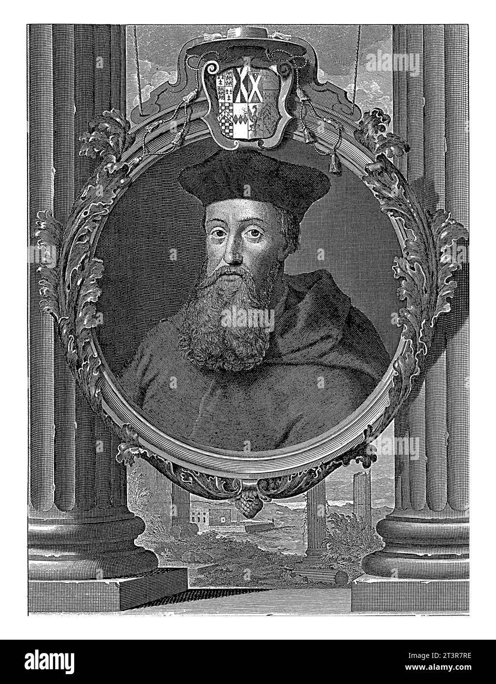 Portrait of Cardinal Reginald Pole, Pieter van Gunst, after Adriaen van ...