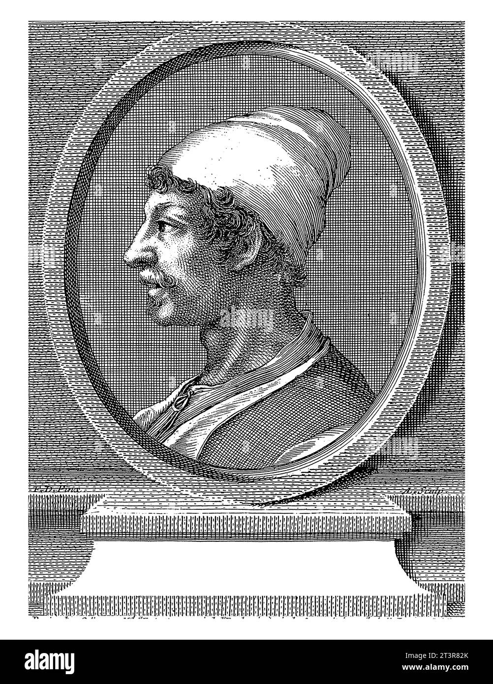 Portrait of Tommaso Aniello dit Masaniello, Michel Aubert, after unknown, 1755, vintage engraved. Stock Photo