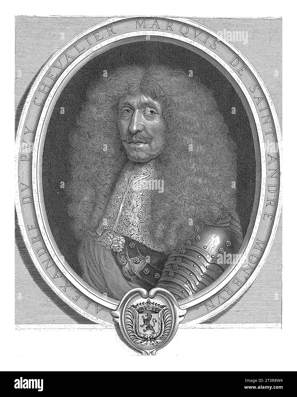 Portrait of Alexander du Puy, Antoine Masson, after Gilbert de Seve, 1670, vintage engraved. Stock Photo