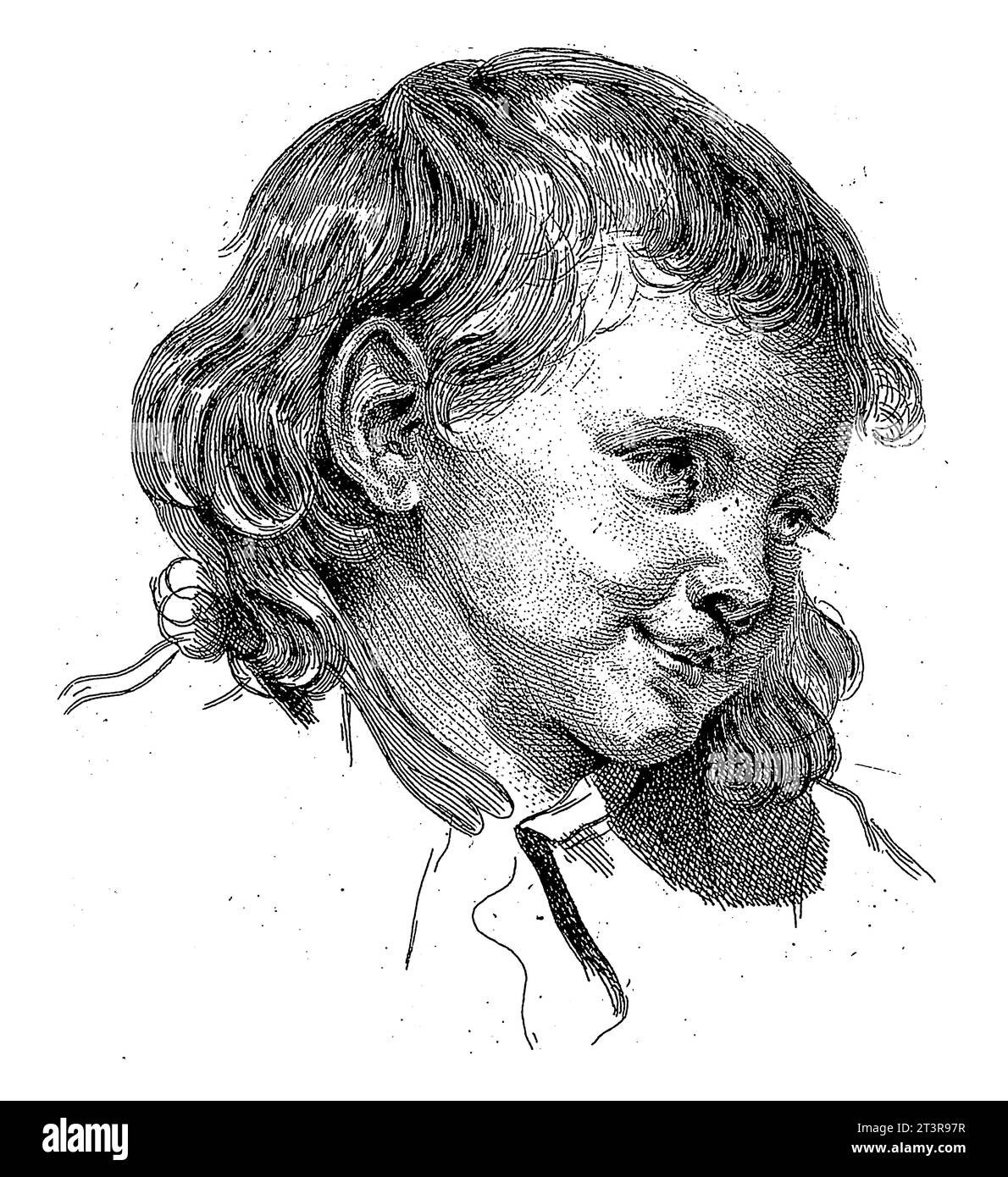 Head of a Child, Turning Right, Pierre Charles Ingouf, after Jean-Baptiste Greuze, c. 1766 Stock Photo