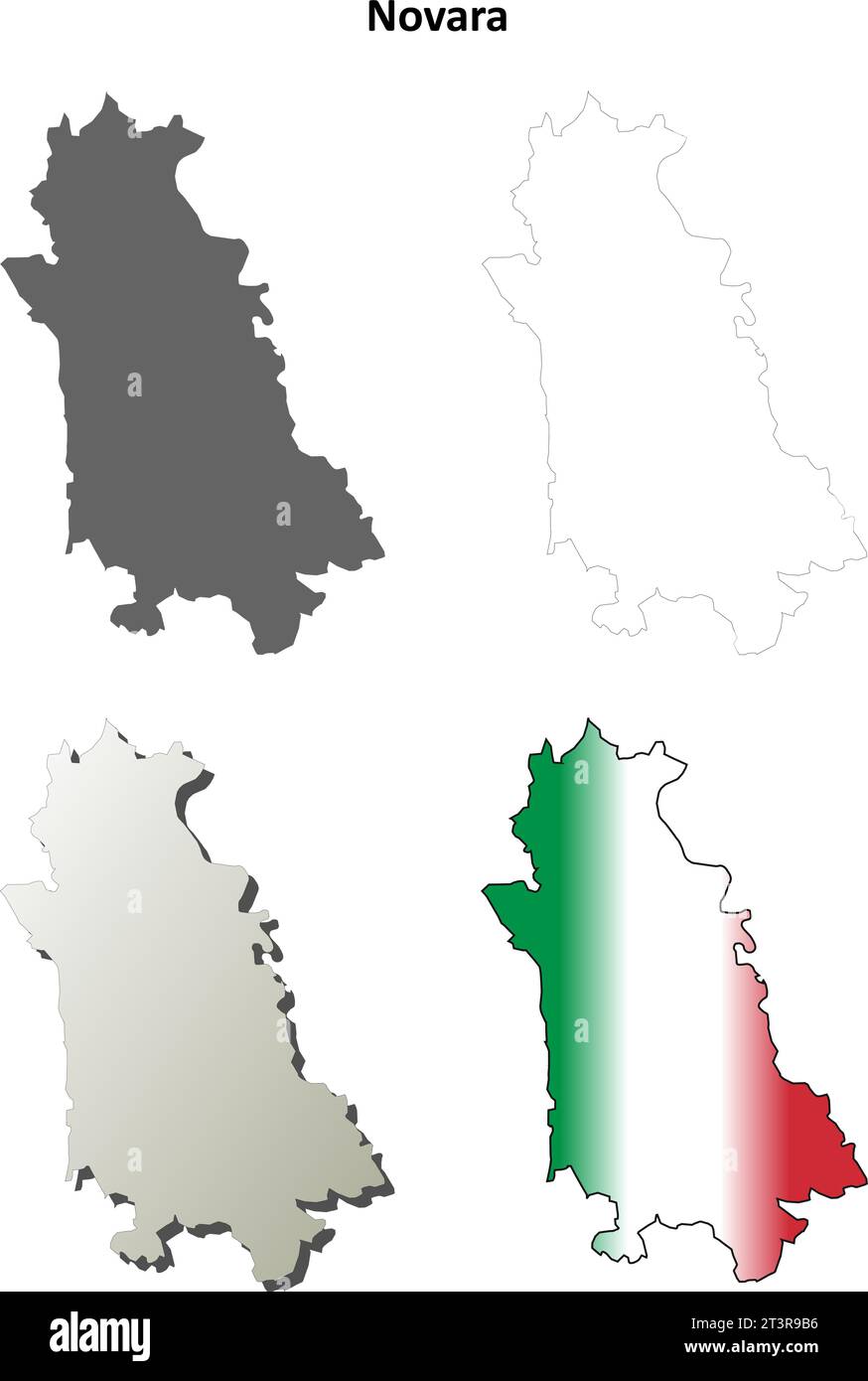 Novara blank detailed outline map set Royalty Free Vector Stock Vector