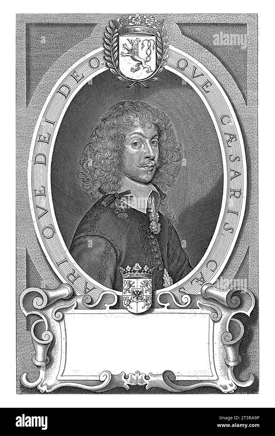 Portrait of Ferdinand Ernst, Count of Wallenstein, Pieter de Jode (II), after Anselm van Hulle, 1648 Bust portrait of Ferdinand Ernst, Count of Wallen Stock Photo