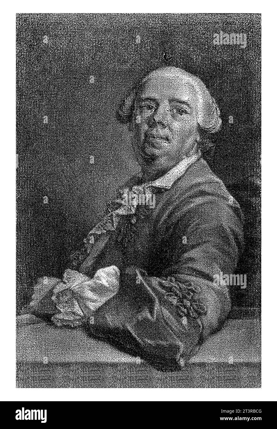Portrait of Francois-Louis Colins, Aert Schouman, after M. van Loo, 1756 The French art dealer Francois-Louis Colins. Stock Photo