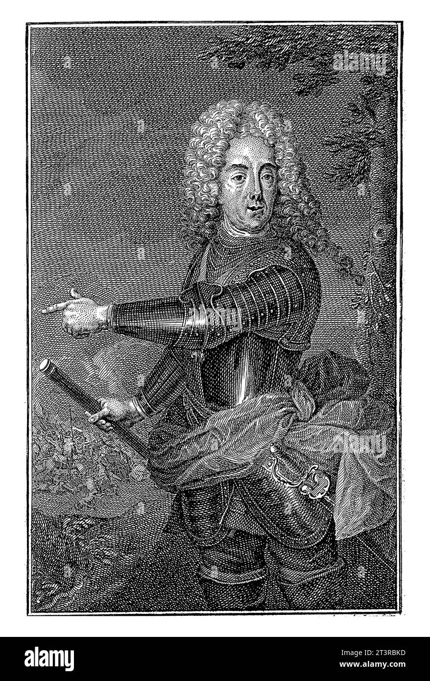 Portrait of Eugenius van Savoye, Adolf van der Laan, after Jacob van Schuppen, 1694 - 1755 Portrait of Eugenius van Savoye, lieutenant general, barehe Stock Photo