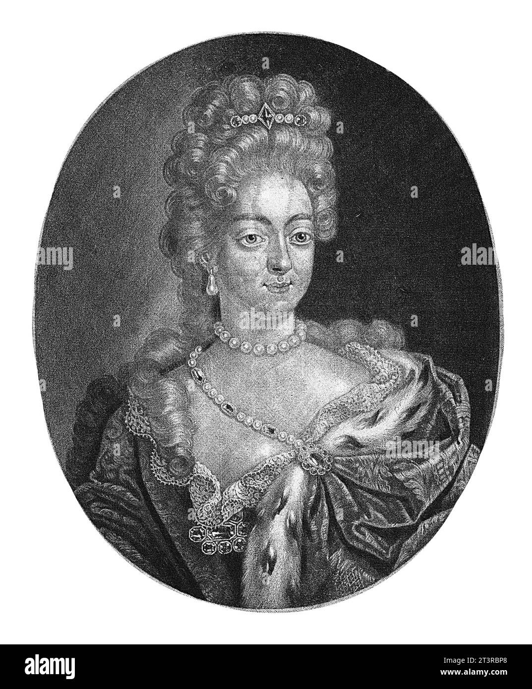 Portrait of Amalia Wilhelmina of Brunswick-Luneburg, Pieter Schenk (I), 1699 - 1713 Amalia Wilhelmina, Duchess of Brunswick-Luneberg and from 1699 Stock Photo