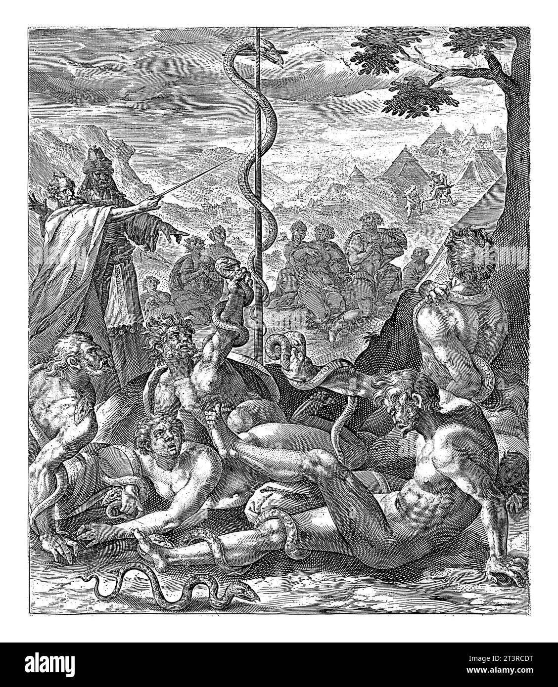 The Copper Serpent, Crispijn van de Passe (I), 1574 - 1637 God punishes the Israelites, who complain because of the bad food, with a plague of venomou Stock Photo
