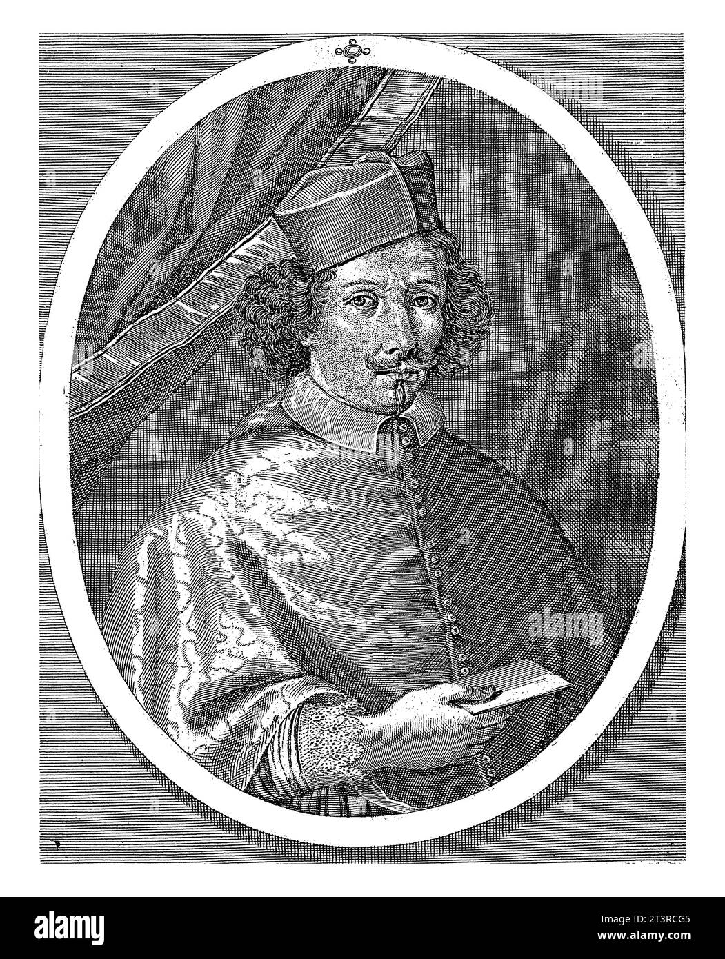 Portrait of Cardinal Carlo Pio, Piccini, 1659, vintage engraved