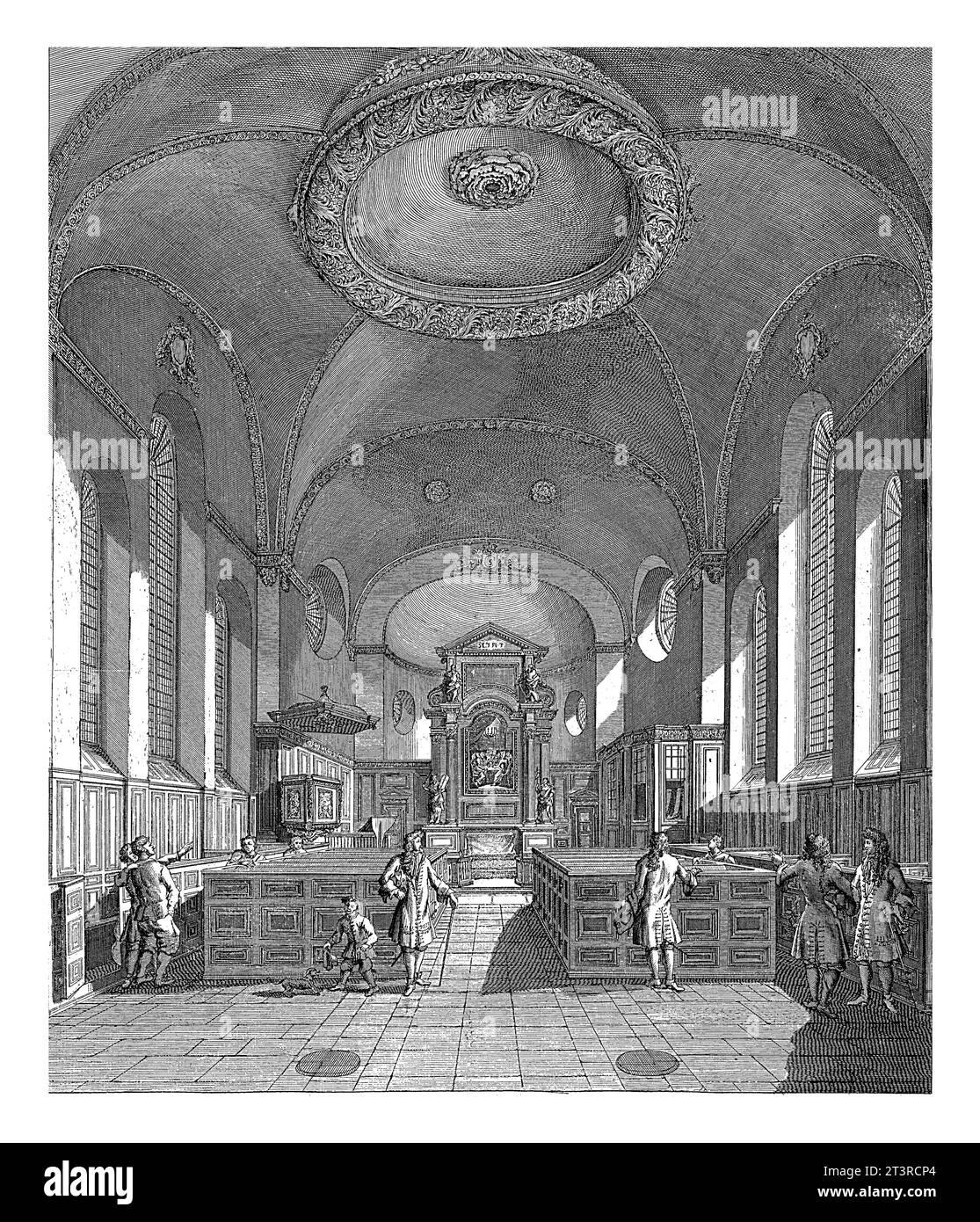 Interior of the Danish Church in London, Johannes Kip, 1697 The interior of the Danish Church in London with a view of the main altar with a painting Stock Photo