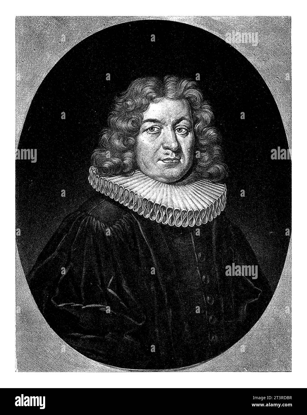 Portrait of the theologian Johann Gunther, Pieter Schenk (I), 1670 - 1713, vintage engraved. Stock Photo