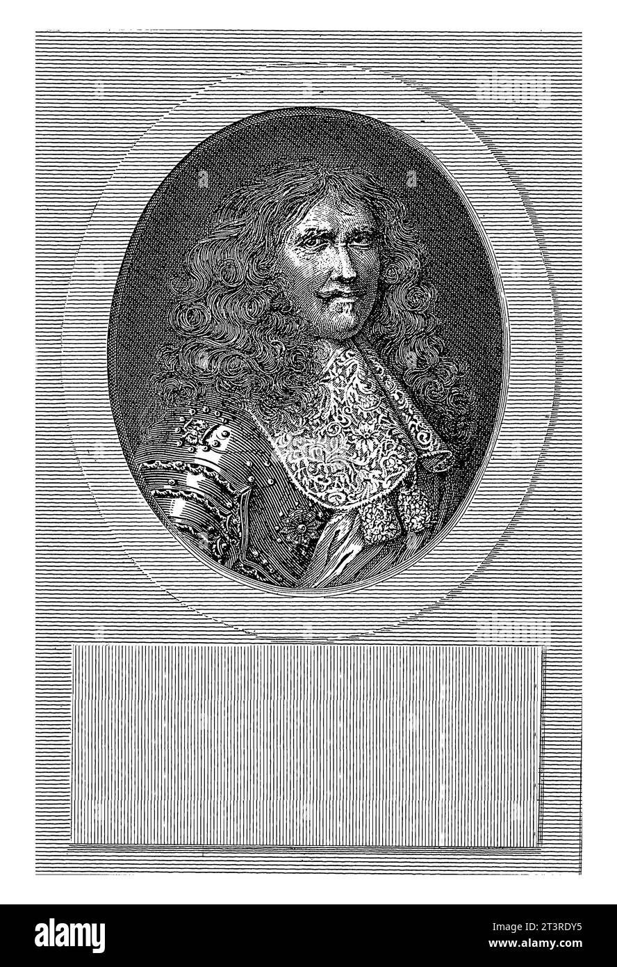 Portrait of Henry de la Tour d'Auvergne, Viscount of Turenne, Adele Ethiou, 1815 - 1825, vintage engraved. Stock Photo