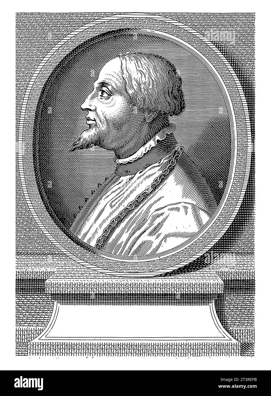 Portrait of Gian Galeazzo Visconti, Michel Aubert, after unknown, 1755, vintage engraved. Stock Photo