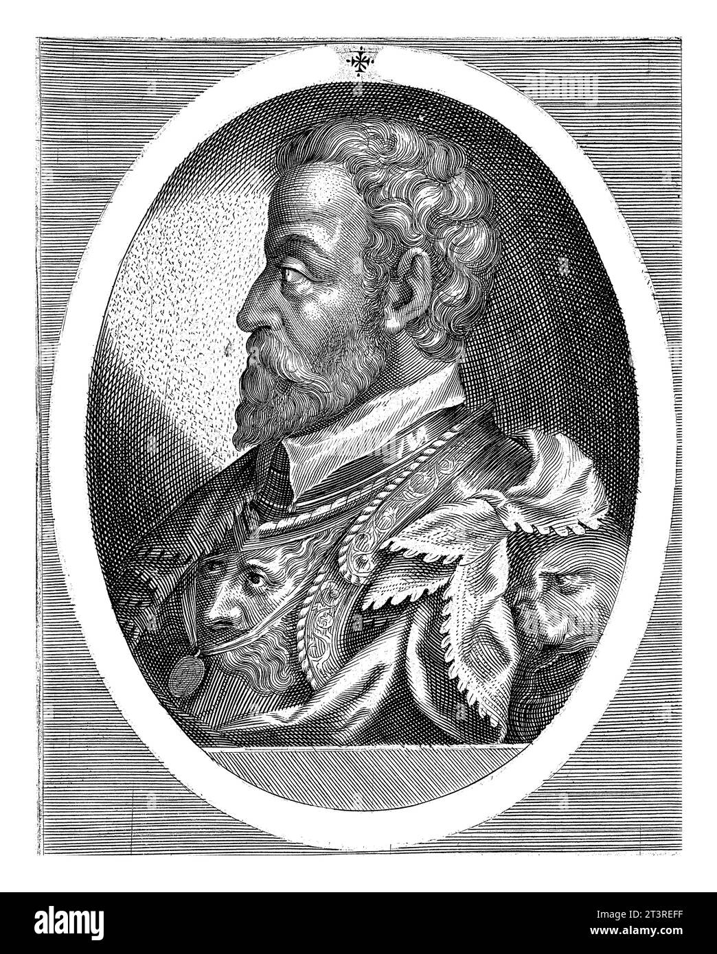 Portrait of Ercole II d'Este, Dominicus Custos, 1600 - 1604, vintage engraved. Stock Photo