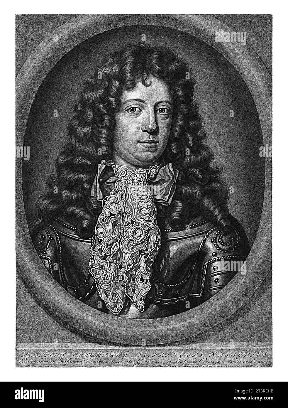 Portrait of Hendrik Casimir II, Abraham Bloteling, after Michiel van Musscher, 1664 - 1690 Portrait of Hendrik Casimir II, Count of Nassau-Dietz and s Stock Photo