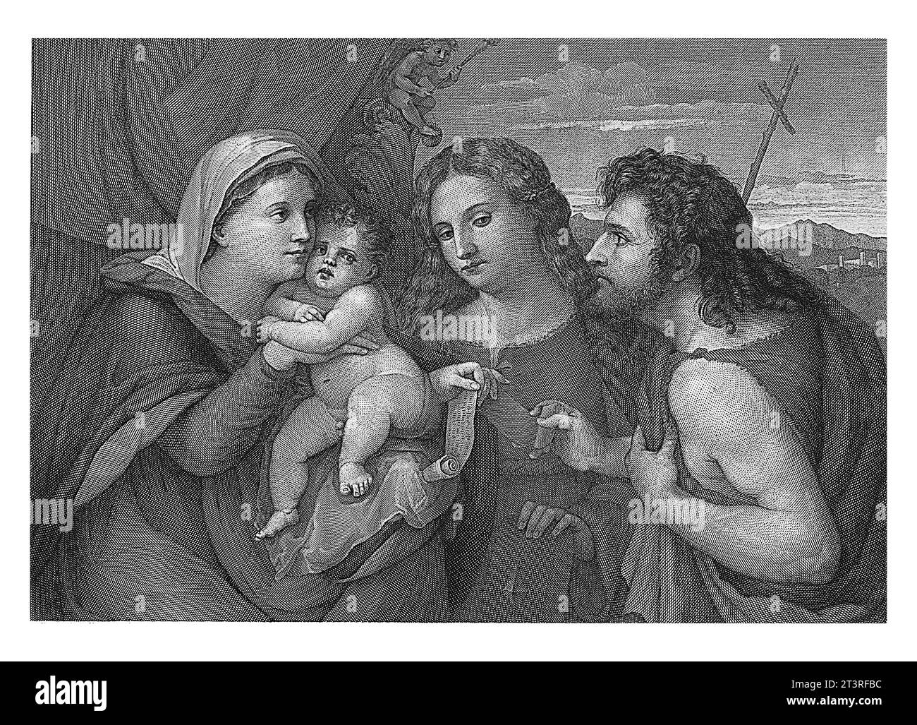 Mary and Child and Saints Catherine and John the Baptist, Moritz Steinla, after Jacopo Palma (il Vecchio), 1810 - 1875 Stock Photo