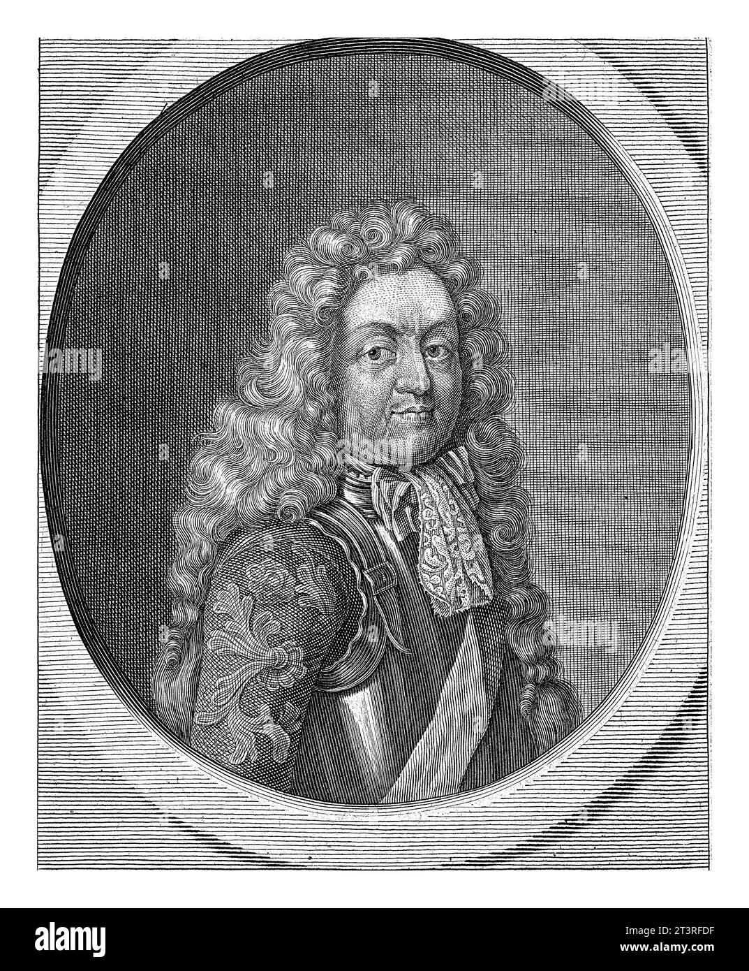Portrait of Field Marshal Friedrich Arnaud, Duke of Schomberg, Francois van Bleyswijck, 1681 - 1746, vintage engraved. Stock Photo