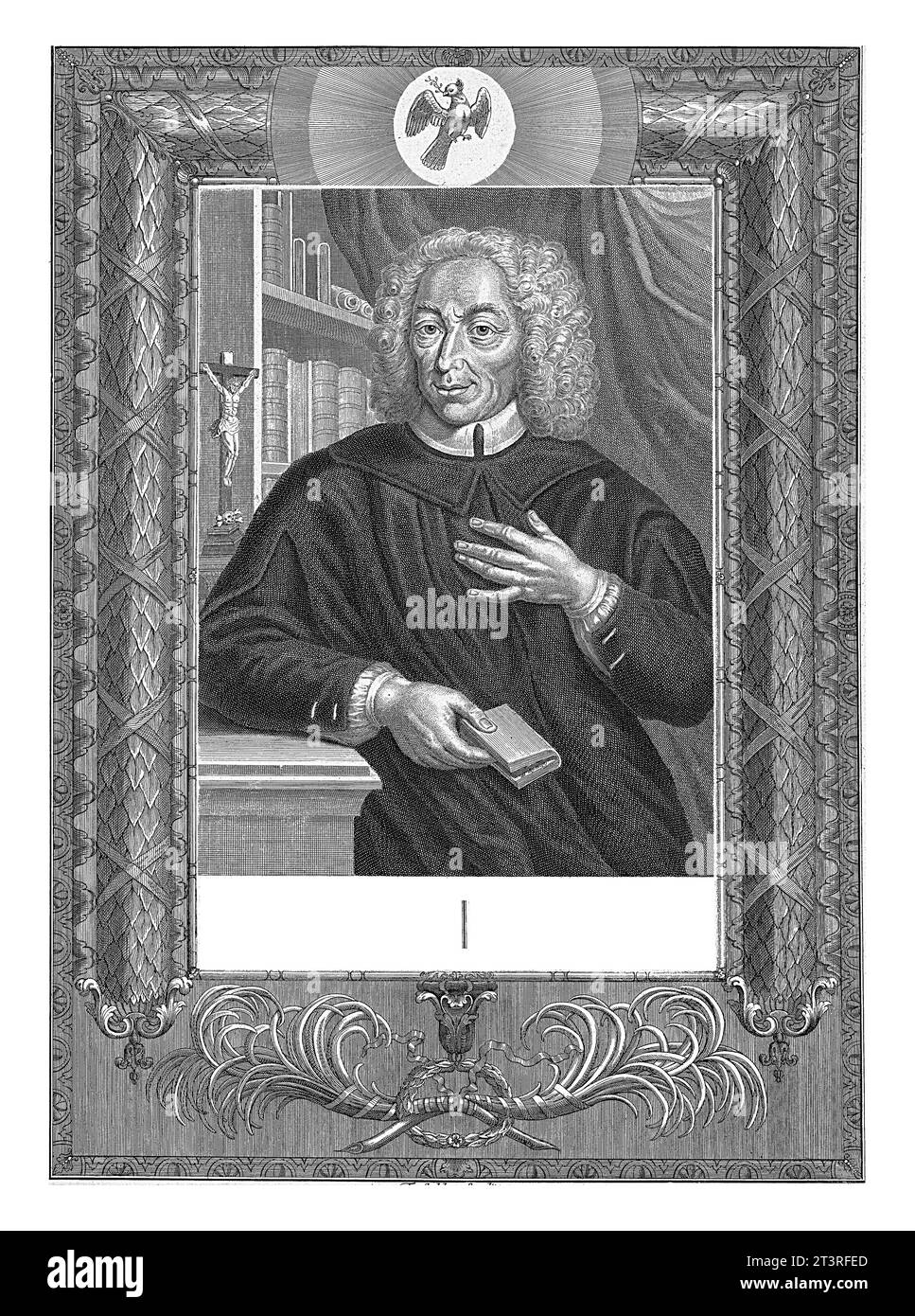 Portrait of Joannes de Jager, Andries van Buysen, after Johannes van Vilsteren, 1739 - 1741 Print printed from two plates. Portrait of the Roman Catho Stock Photo