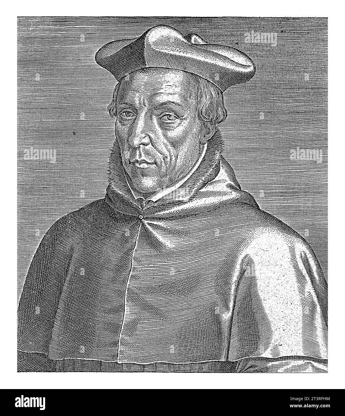 Portrait of Martinus Rythovius, Philips Galle (attributed to workshop of), 1739 Portrait of Martinus Rythovius, the bishop of Ypres. Bust to the left. Stock Photo