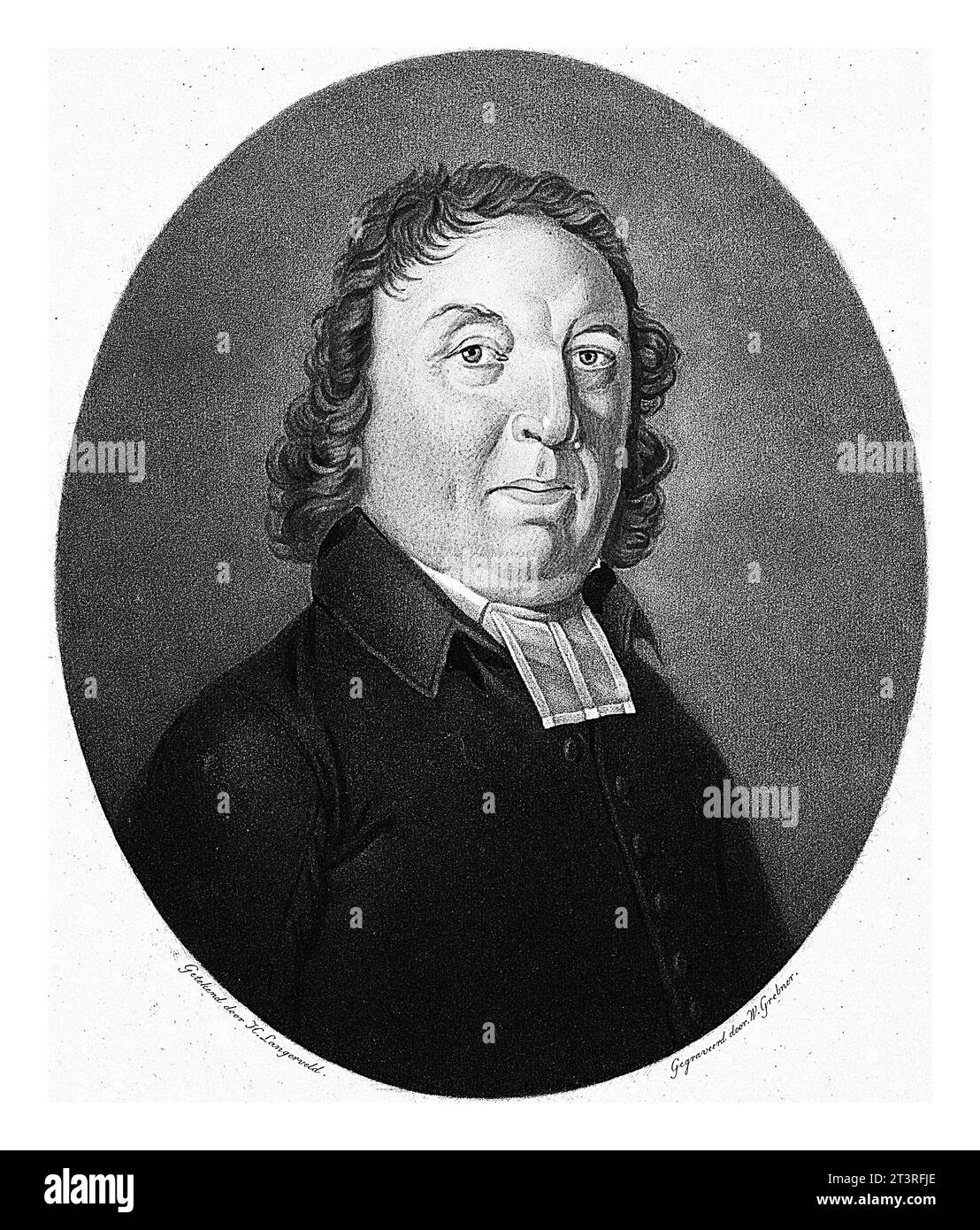 Portrait of the preacher Hendrik Cannegieter, Willem Grebner, after Harmanus Langerveld, 1794 - 1866, vintage engraved. Stock Photo