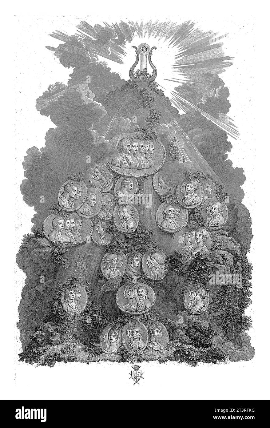 Singers, Antonio Fedi, 1781 - 1843 Composition with 24 medallions with portraits of singers, including Giusto Fernando Tenducci, Caffarelli and Fausti Stock Photo