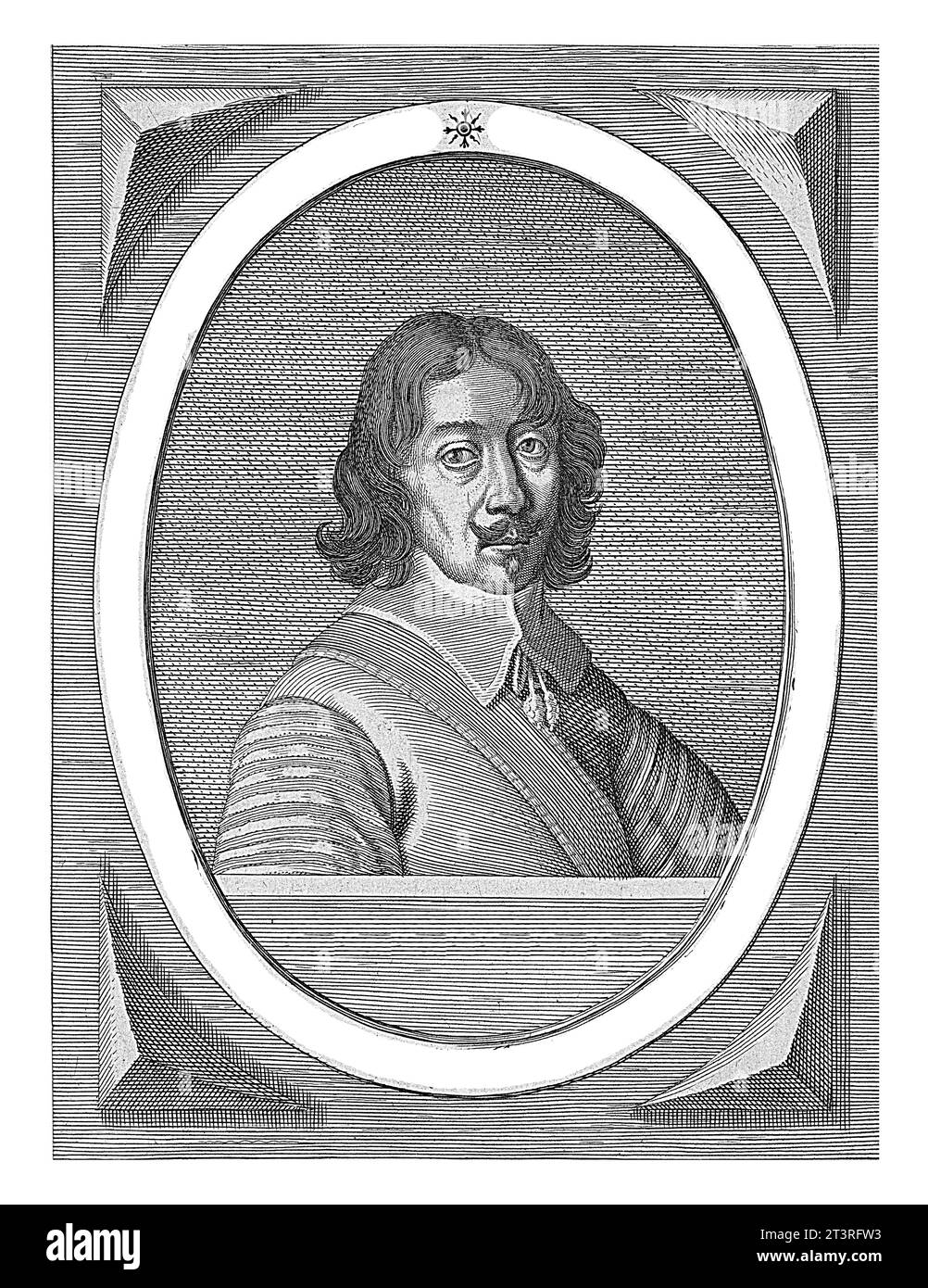 Portrait of Mathias Renz, Friedrich van Hulsen, 1649 Bust of Mathias Renz, to the right in an oval with edge lettering in Latin. Stock Photo