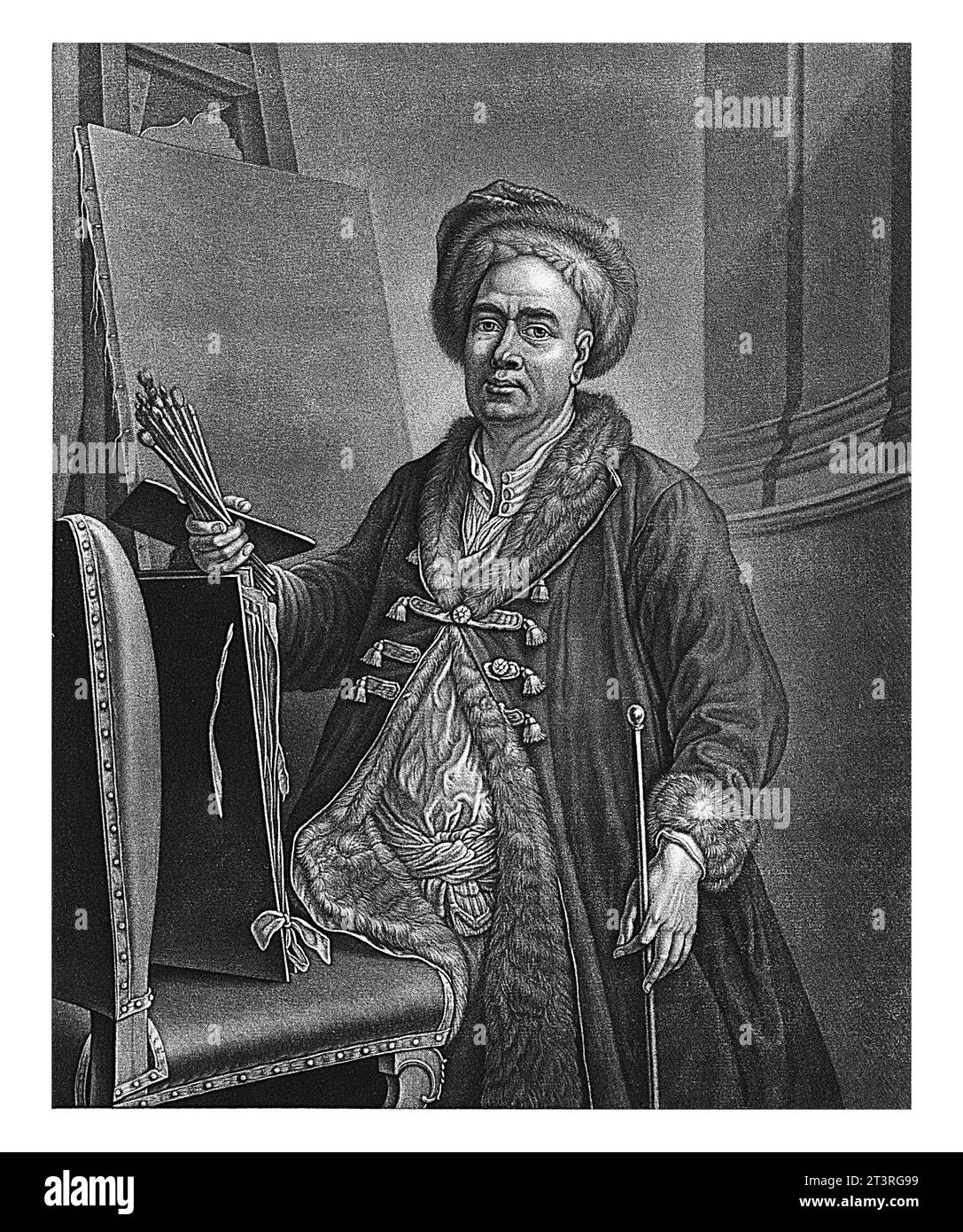 Portrait of Jacob van Schuppen in his studio, Jan van der Bruggen