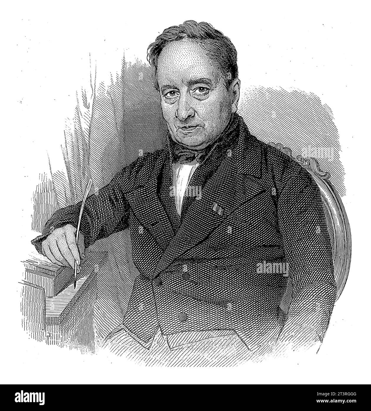 Portrait of Hendrik Tollens, Willem Frederik Wehmeyer, after Adrianus Johannes Ehnle, 1834 - 1856 Portrait of Hendrik Tollens, poet. Stock Photo