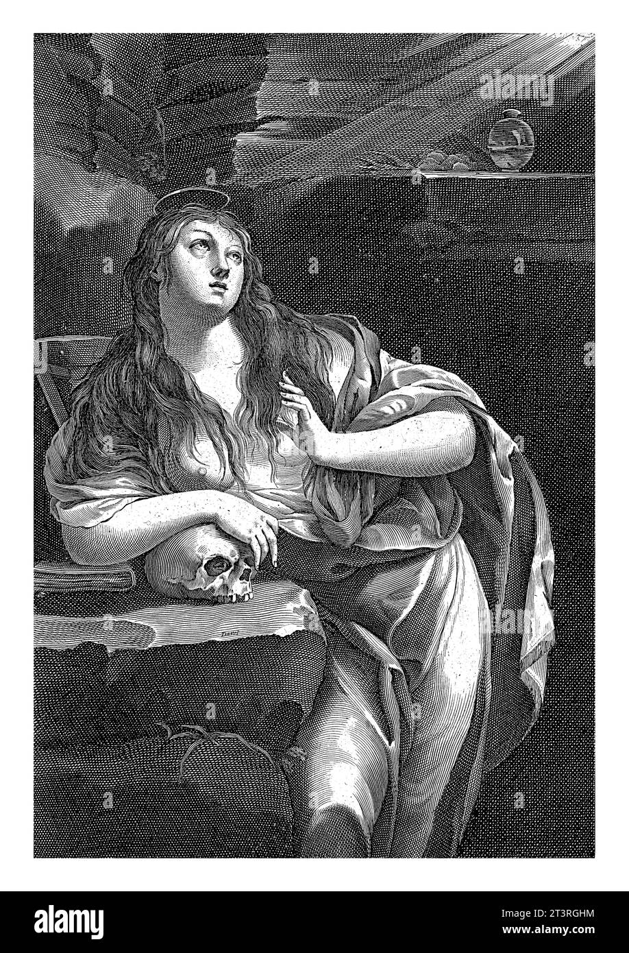 Penitent Mary Magdalene, Pierre Daret, after Jacques Blanchard, 1640 Stock Photo