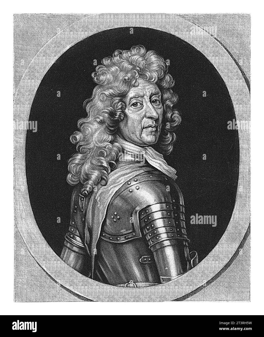 Portrait of Friedrich Arnaud Duke of Schomberg, Jacob Gole, after Gottfried Kneller, 1670 - 1724 The General Friedrich Arnaud Duke of Schomberg. He we Stock Photo